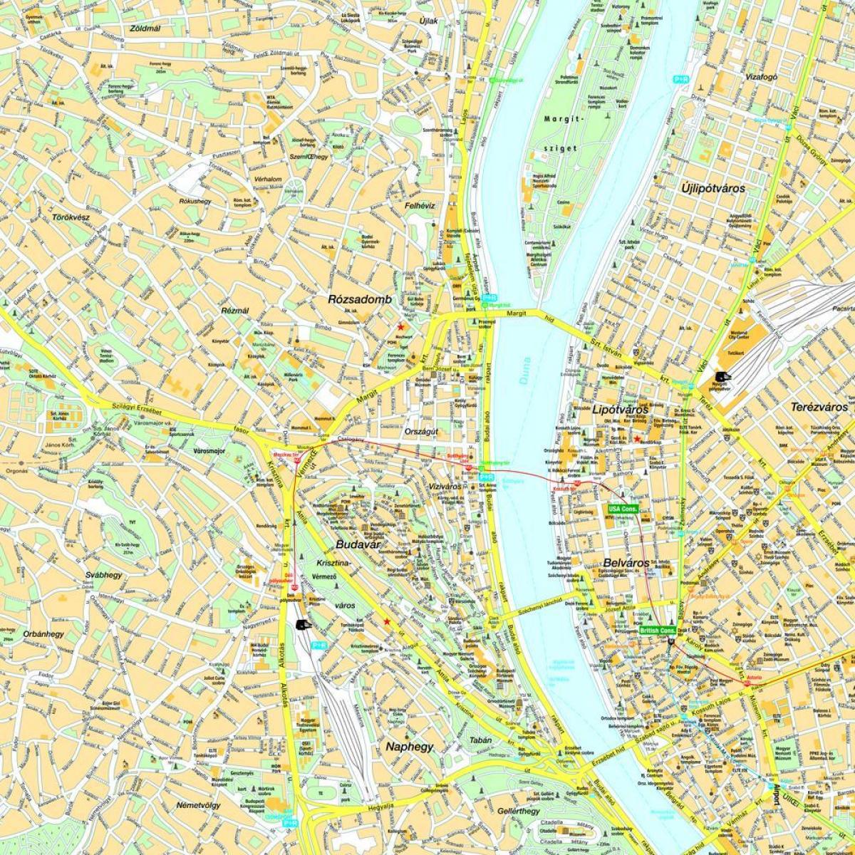 מפה של בודפשט ואת האזור שמסביב