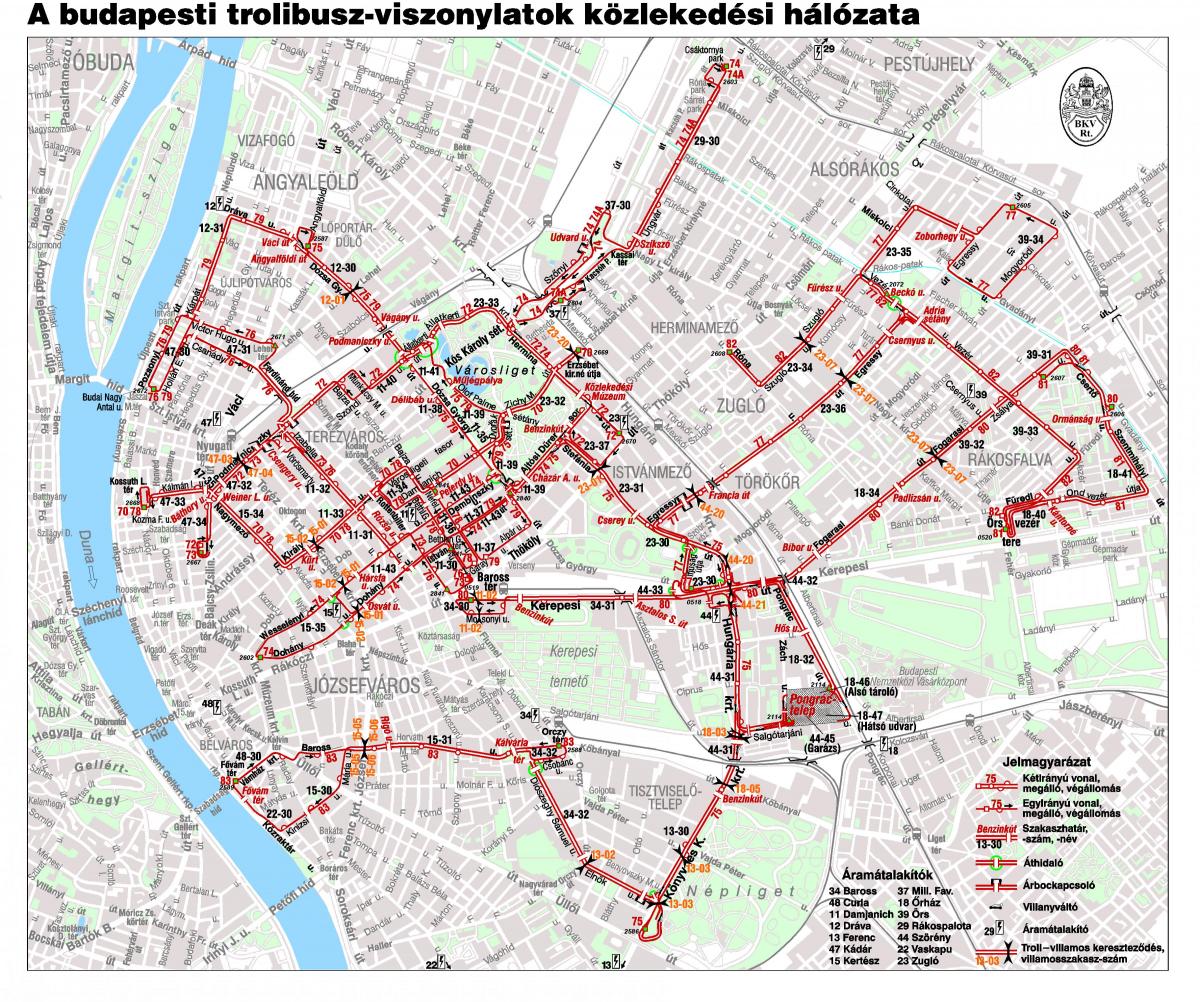 מפה של בודפשט טרולי