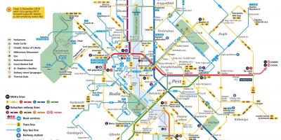 מפה של בודפשט תחבורה ציבורית