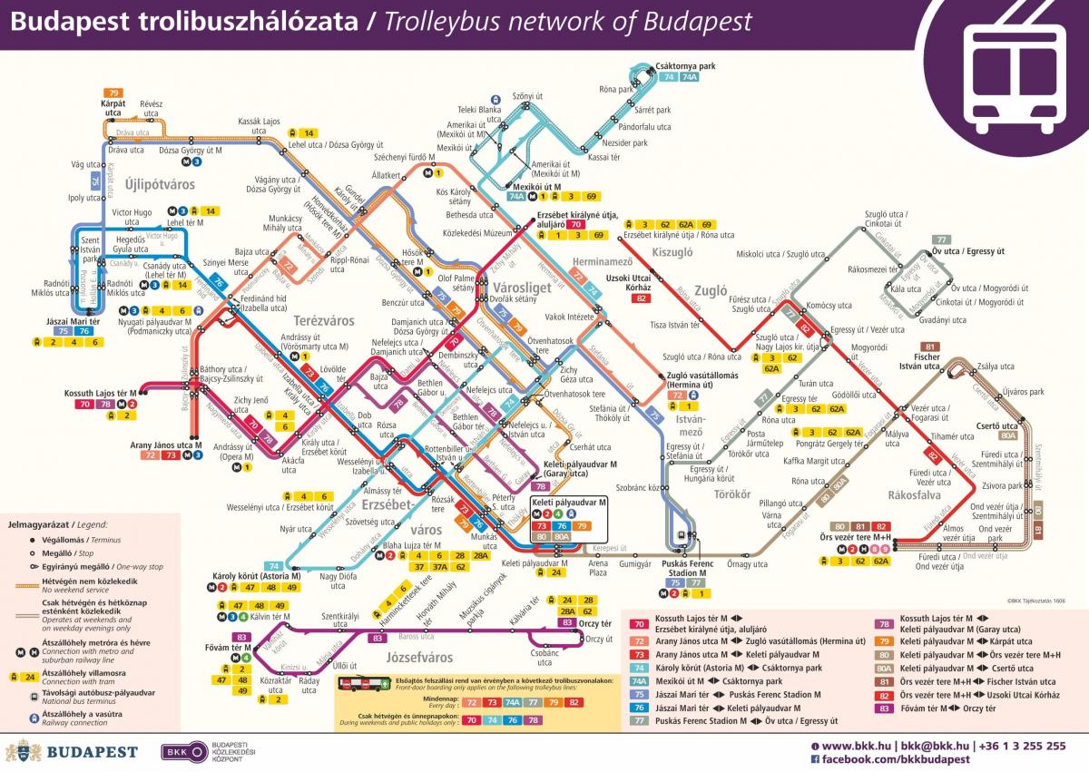 מפה של בודפשט הטרוליבוס